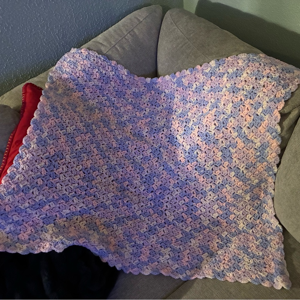 Handmade Pastel Multicolor Crocheted Lap or Baby Blanket